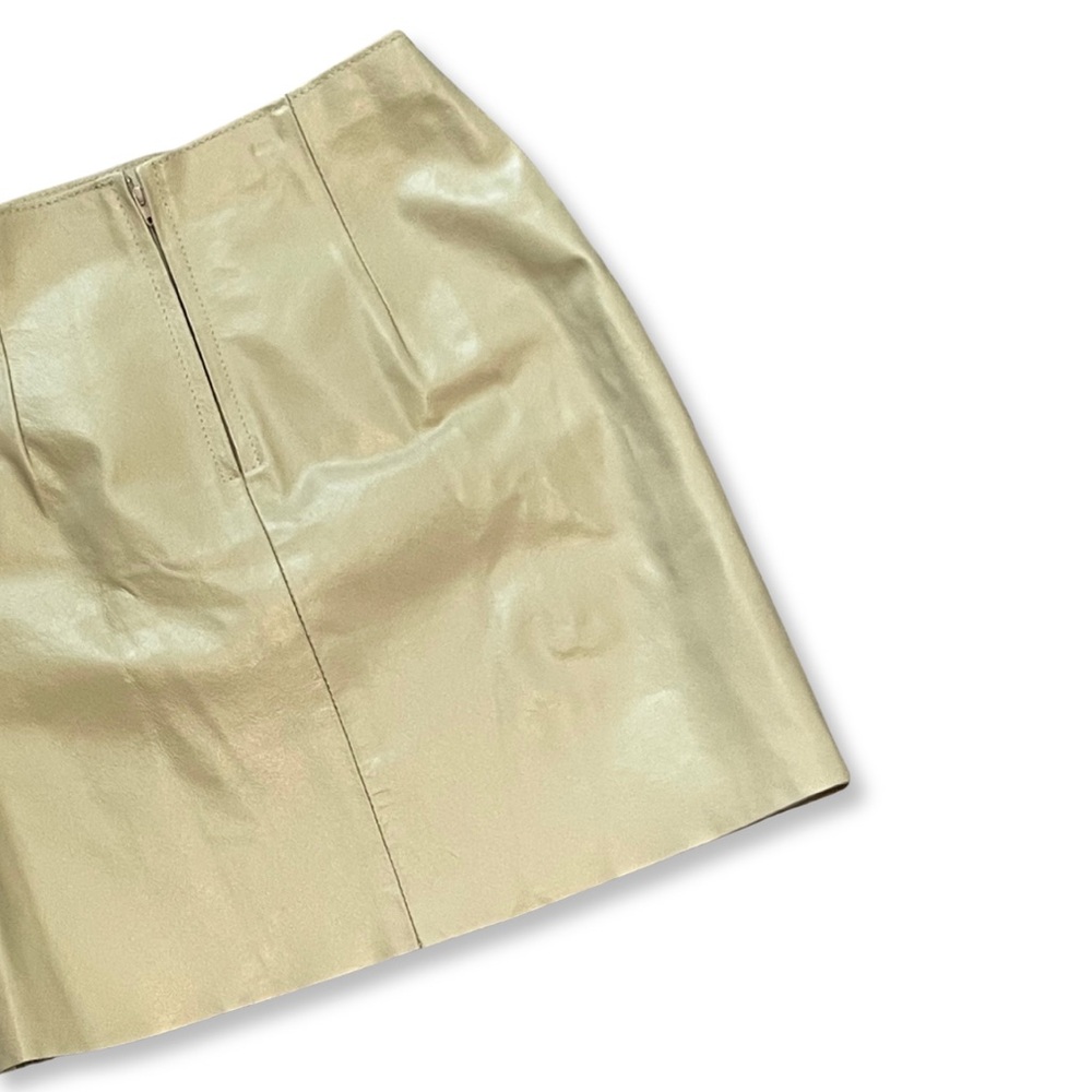 SOLD Vintage Vera Pelle Cuoieria Italian Butter Yellow 100% Leather Mini Skirt - Picture 10 of 12